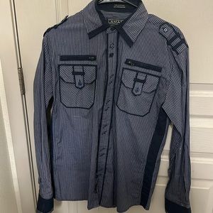 Stripes casual dress shirt with chest pockets